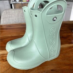 CROCS Kids' Mint Green Rain Boots